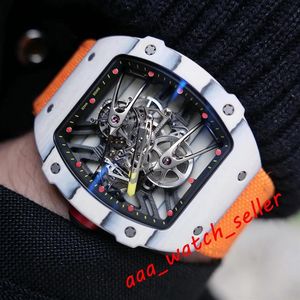 18 Stijlen Nieuwe mens fashion horloges RM2702 RM3501 Rafael Nadal opengewerkte tourbillon mechanisch automatisch uurwerk rubberen band wri261G
