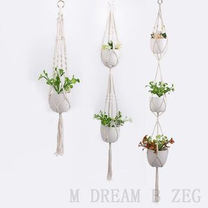 18 stijlen Plant Hanger Bloempot Net Bag Bloem Pothouder Handgemaakte Katoenen Knitting Hennep Bloempot Hijskabel Pots Net Lanyard voor Tuin