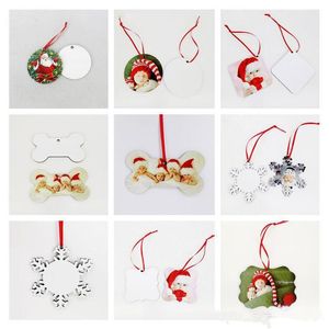 18 stijlen Sublimatie MDF Kerst ornamenten Decoraties Rond vierkante vorm Decoraties Hotoverdracht Afdrukken Blank Verbruikbaar FY4266