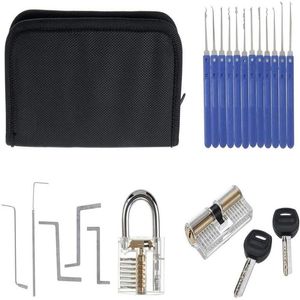 18 Transparante Slotenmaker Gereedschap Oefen Lock Kit Met Gebroken Sleutel Extractor Wrench Tool Haken Verwijderen Hardware Lock Picks Locksmit236g