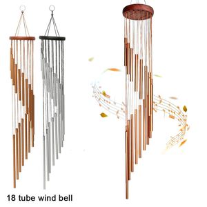 18 tubes carillons éoliens cloches à vent en métal nordique classique ornement fait à la main jardin patio extérieur tenture murale décor à la maison 90x120 cm 220407
