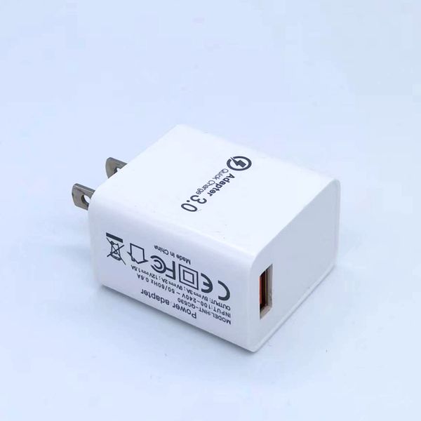 Adaptador de carga rápida QC 3,0 de 18 vatios, cargador de CA Universal, carga rápida USB para teléfono móvil, enchufe de EE. UU. y UE para Samsung, Apple, Huawei y Xiaomi