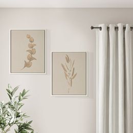 18 x 22 botanische canvas muurkunstafdrukken, set van 2, wit
