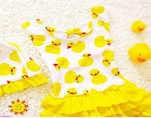 Traje de baño para niños de 18 años para niñas Traje de baño de pato amarillo encantador Traje de baño para niños Traje de baño de una pieza de princesa Gorro de natación275957324