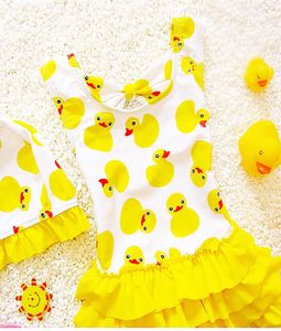 Traje de baño para niños de 18 años para niñas Traje de baño de pato amarillo encantador Traje de baño para niños Traje de baño de una pieza de princesa Gorro de natación2899452