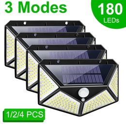 180 100 LED Luz solar Lámpara solar al aire libre con sensor de movimiento Luz LED solar Luz solar impermeable alimentada para decoración de jardín 220531