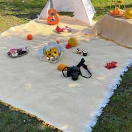 180*130cm Camping Picknickmat draagbare waterdichte reiswandeling picknick doek tafelkleed mat snoerstijl buiten picknickkussen 240412