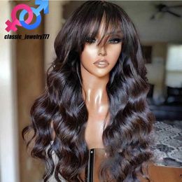 180 200 Dichtheid Braziliaanse Body Wave Fringe Pruik Haar Simulaiton Menselijk Haar Pruik Met Pony Geen Volledige Kant Voor pruiken