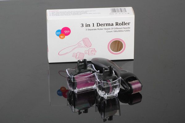 180 600 1200 aiguilles Micro aiguille rouleau peau DermaRoller pour le corps et le visage 3in1 Kit médical en acier inoxydable Derma Roller