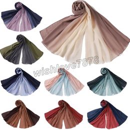 180*70 cm dégradé bulle musulman en mousseline de soie Hijab écharpe femmes mode islamique arabe châle enveloppement tête foulards prêt à porter foulard