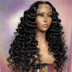 180% Braziliaanse Deep Wave Lace Front Haren Haarpruiken vooraf geplukt 13x4 HD Lace frontale pruik Synthetische krullende pruik voor vrouwen