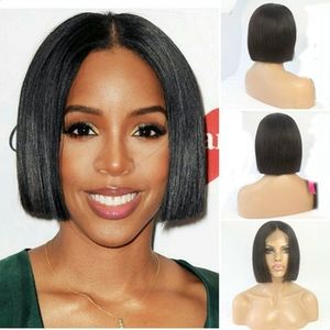 DIVA1 Blunt Cut Bob pleine dentelle perruque de cheveux humains 10 pouces vierge brésilienne fermeture bobs lacets avant perruques pour les femmes noires 150% densité