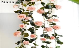 180 cm Rosas falsas de seda falsa Flores artificiales con hojas verdes para la decoración de bodas en el hogar Garland 5528726