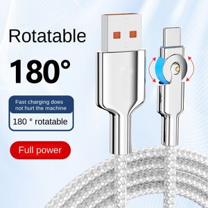 180 graden rotatie Snel opladen datakabel 6A 66W USB naar Type-C/Micro-kabels Metaal Zinklegering Gevlochten Oplader Lijn Spel Speciaal 1m/2m/0,3m