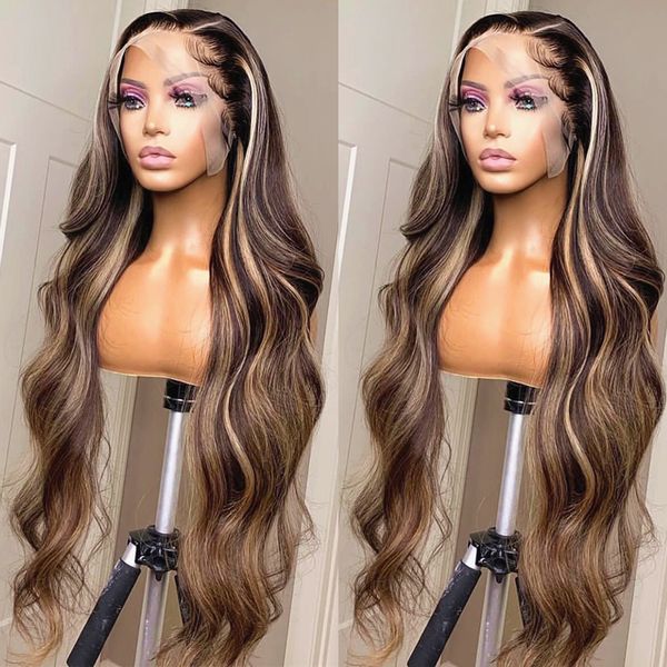 180% densité 13x4 Wig en dentelle HD 13x6 Hume Highlight Wig Body Wave Lace Front Wig for Women 30 32 pouces Brésilien Brésilien Blonde sans glue sans perruque