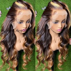 180% densité 28 30 pouces Highlight Honey Body Wave 13x4 HD Lace Front Human Hair Wigs remy ombre colored wavy en dentelle ondulée perruques frontales pour les femmes 74