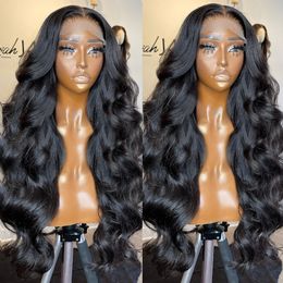 180 densité 30 34 pouce corporelle Transparent 13x4 en dentelle Front Human Hair Wigs pour femmes noires