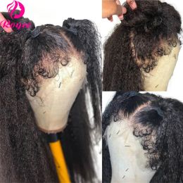 180 Densidad Transparente Wigs rectas rectas 4c 13x6 Pelera delantera de encaje Prepilado para mujeres Peluca de cabello humano Lino natural