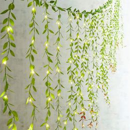 180 LED USB Garland Willow Vines Lichtslingers Batterij Kunstmatige Klimop Led Gordijn Kerstverlichting Voor Muur Feest Tuin Decoratie 240329