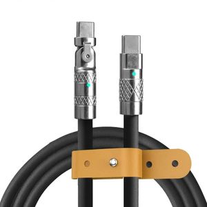 180 ° roterende supersnelle oplaadkabel Dual USB C naar Type-C oplader Vloeibare siliconenkabel voor iPhone 12 14 Pro Max Xiaomi Samsung fabriek 1000 stuks