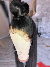 Pelucas malayas con frente de encaje recto 180 pelucas de cabello humano con frente de encaje prearrancado 13x4 con minimechones para mujeres negras 245T5257733