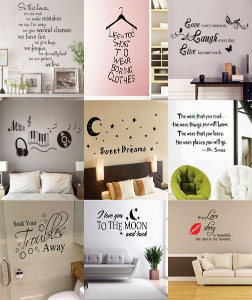 180 styles nouveau lettrage amovible citation stickers muraux décor à la maison autocollant art moderne mural pour enfants pépinière salon 5393323