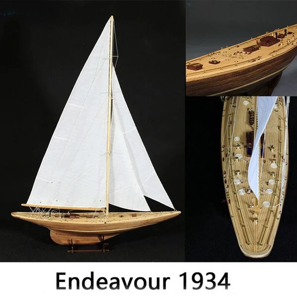 180 Modelo de barco de madera Endeavour Kit de navegación DIY Adornos hechos a mano Juguetes decorativos Regalo 240319