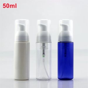 Flacon pompe à mousse en plastique transparent/blanc/bleu, 500X50ml, 1.7oz, rechargeable, pour savon pour les mains de voyage, shampoing, emballage de cosmétiques