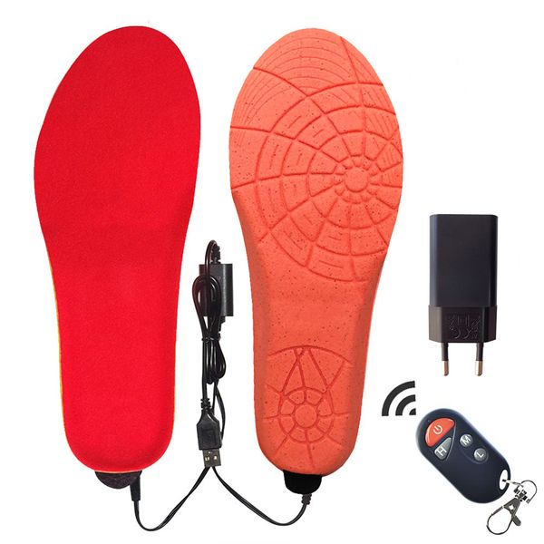 Semelles chauffantes électriques USB 1800mAh, chauffe-pieds d'hiver, coussinet d'insertion avec télécommande, semelle intérieure respirante en mousse à mémoire de forme