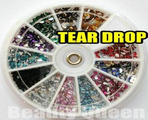 1800pcs 12Color Drop Drop Shape Rhingestone Glitter Nail Art Beads Acrylic Tips acrylicstone in Wheel8650001