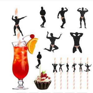 1800 stks Bachelorette Party Decorations Stripper Dansen Mannen Paper Rietjes voor meisjes Bruids Douche Benodigdheden Crazy Party Games