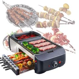 1800W Huishoudelijke elektrische grill Hot Pot Barbecue Grill Machine Huishouden Elecitrc BBQ Furnace Griddle met Hot Pot Cooker220V