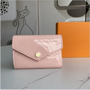 18015 Patentleer Korte Wallet Fashion Wallets voor Lady Hoge kwaliteit Shinny Card Holder Coin Purse Women Classic Zipper Pocket1936