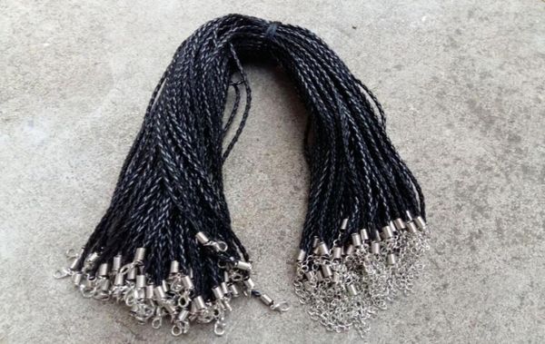 18039039 Cordones de collar de tren de cuero PU negro de 3 mm con broche de langosta para joyas de bricolaje Neckalce Craft Craft Jewelry5924345