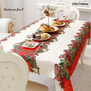 180cm Nappe de Noël Jingle Bell Tissu d'impression Couverture anti-poussière pour fournitures de décoration 211103