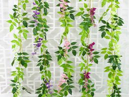 180 cm Faux Ivy Wisteria Flowers Artificial Plant Vine Garland For Room Garden Decorations Wedding Arch Baby Shower Decor Floral Decor7988928