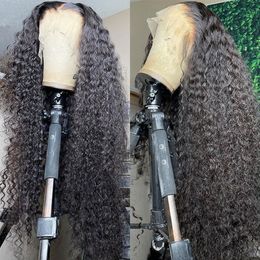 180ddensity Simulation bouclée cheveux humains Brésilien Brésilien Lace Ferment avant pour les femmes Perrue frontale synthétique de couleur noire