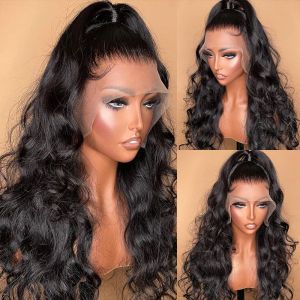 180Ddensity HD Body Wave Kant Voor Pruiken Menselijk Haar Kant Pruiken Pre Geplukt Transparant Kant Braziliaanse Zwart/blond/ rood/roze Pruik voor Vrouwen