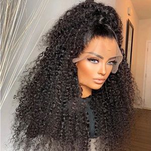 180 DENSITY BRAZILISCHE HUNDER HAAR HD LAATS VOOR WIG DEEP WAVE KANT frontale pruik voor vrouwen 13x4 vooraf geplukte synthetische kinky krullende pruik