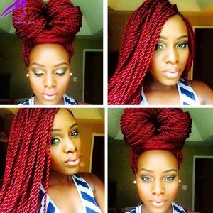 180density pleine Micro Tressé Lace Front Perruques Synthétique Lace Front Perruque Femmes Noires Afro-Américain Rouge Tressé Havana Twist Lace Wig