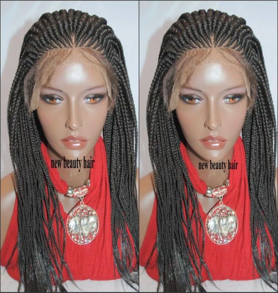 180 densidad de encaje hecho a mano Cornrow Cornrow Wig Africa American Women Box Bande Wig Crochet Braids Lace Front Wig with Baby Hai8006618