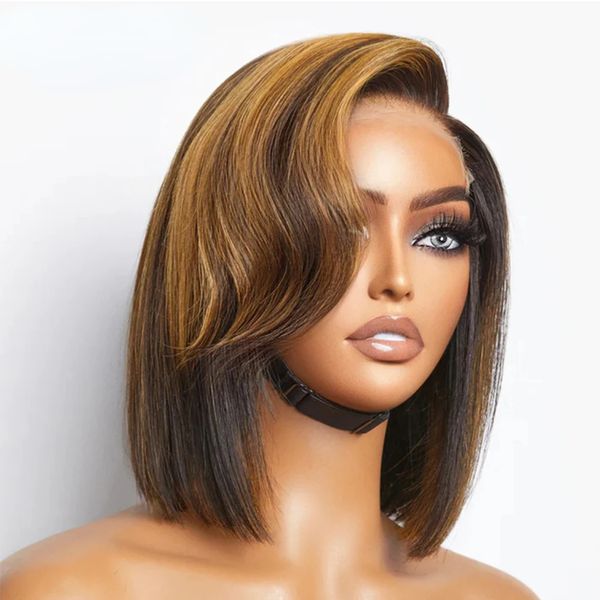 180Density Simulation de perruque Highlight Human Heuv Bob Wig Lace Lace Lace Front Hoies Human Brésilien Bob Short Bob en vente