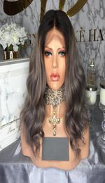 180 Densensity Ombre Lace Grey Lace Front Wigs Synthetic Wigs with Baby Hair Middle Ratio 134 Body Wave Lace Wig for Women Belached Knots Prep1294086
