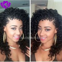 180density synthétique Tresses Boîte Tresses perruque Lace Front perruques pour les femmes afro perruque frisée court Bob cheveux résistant à la chaleur fibre