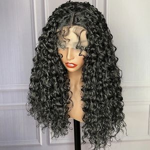 180denstiy pleine perruques frisées crépus avec BabyHair pour les femmes noires perruque synthétique avant de lacet fibre résistante à la chaleur cheveux naturels