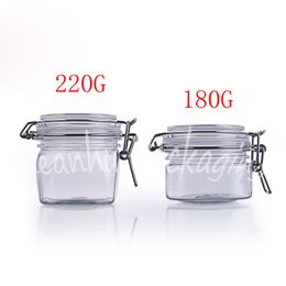 180G 220G Transparante Vierkante Body Sealed Tank, Mask / Cream / Poice Packaging Jar, lege cosmetische container (10 pc / partij)