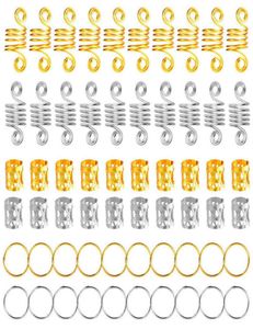 180pcs Metal Africain Hild Anneaux Perles TUBES CHARMES CHARMES Dreadlock Dread Hair Traids Bijoux Accessoires Gold 2203126802154