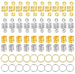 180pcs Metal Africain Hild Anneaux Perles TUBS TUBES CHARMES DRAILLOCK DREUT CHEAUX Traids Bijoux Accessoires Gold 2203124313101