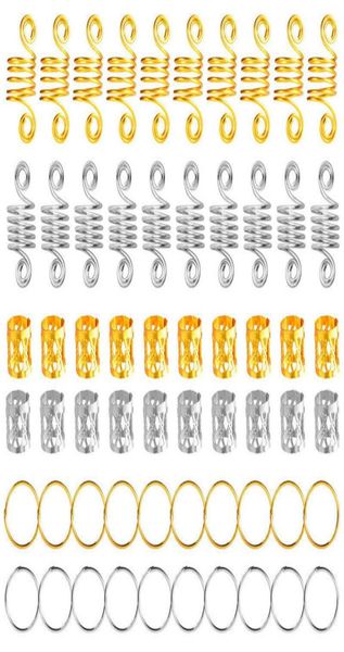 180pcs Metal Africano Cabello Africano Beads Pushs Tubos Encantos Dreadlock Pea Cabello Trenzaciones Joyas Decoración Accesorios Gold 2203121514603