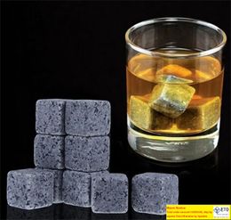 180pcs20set Hoge kwaliteit Natuurlijke stenen 9pcsset Whisky Stones Cooler Rock Soapstone Ice Cube met fluweelopslag